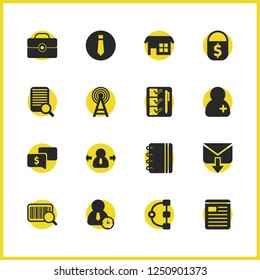 Trade icons set with qr code, active person and nurse elements. Set of trade icons and necktie concept. Editable vector elements for logo app UI design.