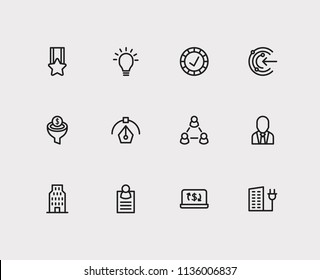 Trade icons set. Reliable value and trade icons with business card, mission and business person. Set of organization for web app logo UI design.