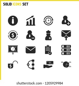 Trade icons set with tie, arm money and remove person elements. Set of trade icons and progress concept. Editable vector elements for logo app UI design.