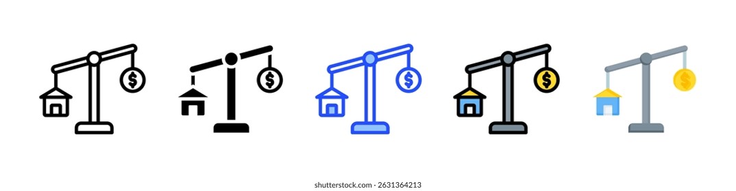 Colección de iconos de desequilibrio comercial con varios estilos