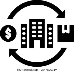 Icono de infraestructura comercial Ilustración vectorial de glifos