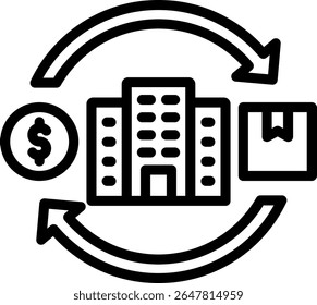 Icono de infraestructura comercial Ilustración vectorial de esquema