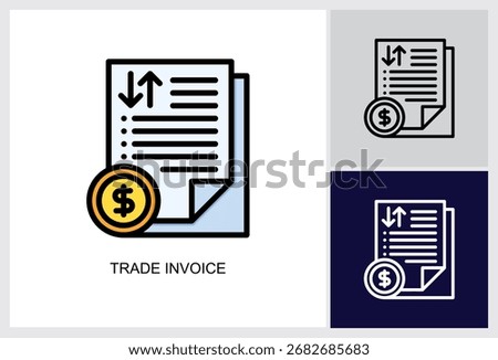 Trade Invoice icon Multi Style Vector Illustration