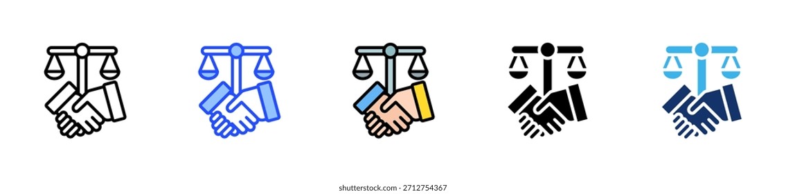 Colección de iconos de derecho comercial con múltiples estilos