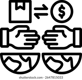 Icono de liberalización comercial Ilustración vectorial de esquema