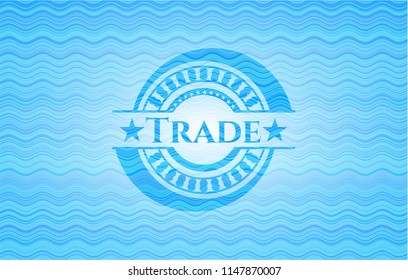 Trade light blue water wave style emblem.