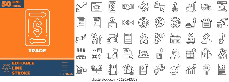 Trade Line Editable Icons set. Vector illustration in modern thin line style of trade icons: stocks, stock exchange, etc