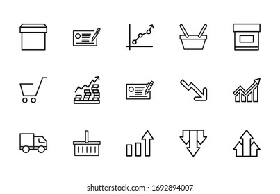 trade line icons set. Stroke vector elements for trendy design. Simple pictograms for mobile concept and web apps. Vector line icons isolated on a white background. 