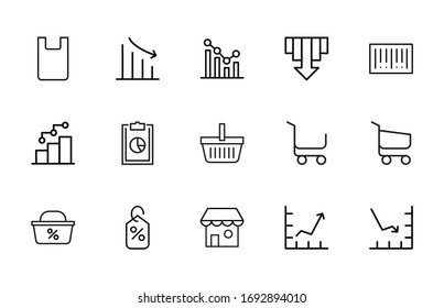 trade line icons set. Stroke vector elements for trendy design. Simple pictograms for mobile concept and web apps. Vector line icons isolated on a white background. 