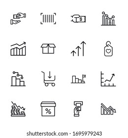 trade line icons set. Stroke vector elements for trendy design. Simple pictograms for mobile concept and web apps. Vector line icons isolated on a white background. 