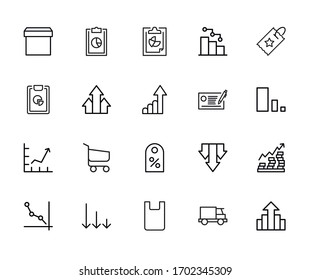 trade line icons set. Stroke vector elements for trendy design. Simple pictograms for mobile concept and web apps. Vector line icons isolated on a white background. 