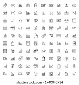 trade line icons set. Stroke vector elements for trendy design. Simple pictograms for mobile concept and web apps. Vector line icons isolated on a white background. 