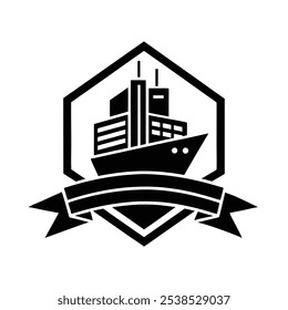 Estilo do logotipo do vetor da silhueta da linha de comércio