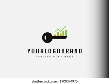 Trade logo design inspiration. Simple vector illustration of a candlestick chart key with an ascending position. Modern vintage icon design template with line art style.