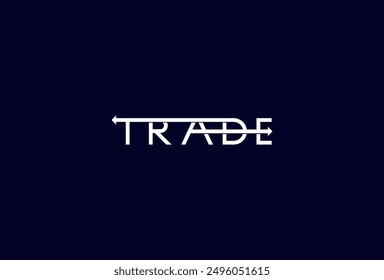 Trade Logo, two arrow with text combination in text Trade typography logo, vector illustration