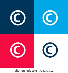 Trade Mark four color material and minimal icon logo set in red and blue