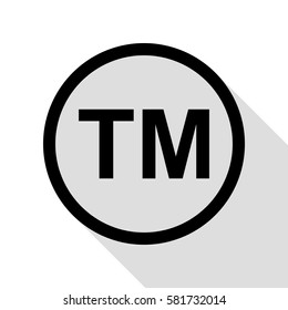 Trade mark sign. Black icon with flat style shadow path.