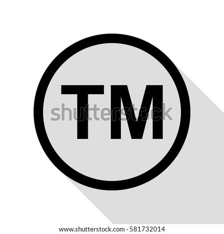 Trade mark sign. Black icon with flat style shadow path.