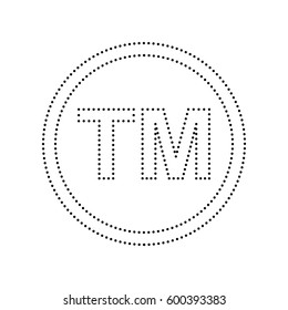 Trade mark sign. Vector. Black dotted icon on white background. Isolated.