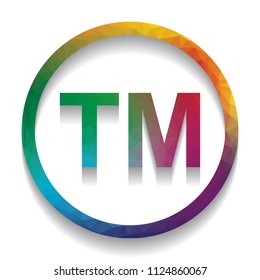 Trade mark sign. Vector. Colorful icon with bright texture of mosaic with soft shadow on white background. Isolated.