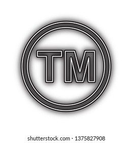 Trade mark sign. Vector. Double contour black icon with soft shadow at white background. Isolated.