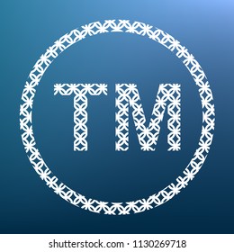 Trade mark sign. Vector. White textured icon at lapis lazuli gradient background.