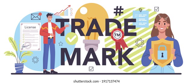 Trade Mark Typographic Header. Business Start Up, Design And Naming. Brand And Identity Building Process. Company Formation Procedure. Flat Vector Illustration