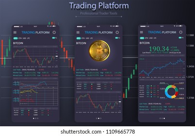 Mercado comercial Opción binaria. Establecer elementos Infográficos planos web, mapas, diagramas. Gráfico virtual abstracto. radar de monitor de pantalla. UI HUD para aplicación de negocios. Aplicación premium de interfaz de usuario futurista