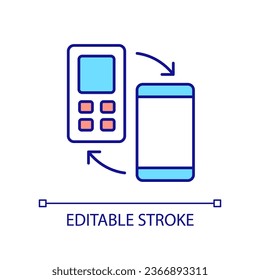 Trade in mobile phone RGB color icon. Choose new smartphone model. Offer for loyal customers. Isolated vector illustration. Simple filled line drawing. Editable stroke. Arial font used