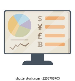 Trade monitor icon cartoon vector. School money. People education