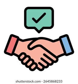 ícone de negociação comercial ilustração de estilo de linha plana representando discussões e acordos em comércio, adequado para relações internacionais, estratégia de negócios e projetos de política econômica
