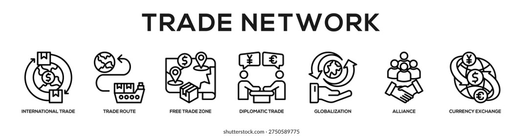 Trade Network web banner icon illustration concept