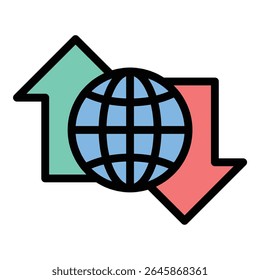 ícone de rede comercial ilustração de estilo de linha plana representando a conexão e colaboração entre empresas e mercados, adequado para comércio, comércio internacional e desenvolvimento de negócios