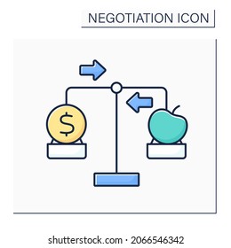 Trade off color icon. Compromise. Balancing of factors.Negotiation concept. Isolated vector illustration