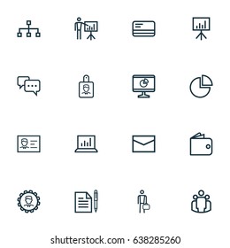 Trade Outline Icons Set. Collection Of Statistics, Business Presentation, Team And Other Elements. Also Includes Symbols Such As Manager, Mail, Circle.