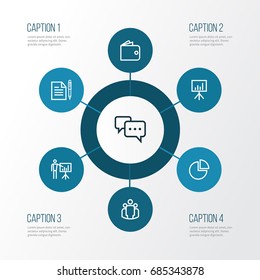 Trade Outline Icons Set. Collection Of Agreement, Team, Circle Graph And Other Elements. Also Includes Symbols Such As Group, Board, Contract.