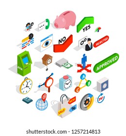 Trade platform icons set. Isometric set of 25 trade platform vector icons for web isolated on white background