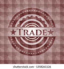 Trade red seamless emblem with geometric pattern.