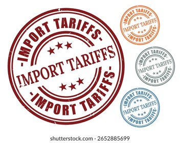 Trade Regulation Badge Pack, Import Tariffs Grunge Rubber Stamp Set