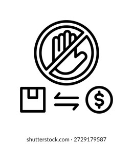 Ilustración vectorial de línea de icono de restricción comercial