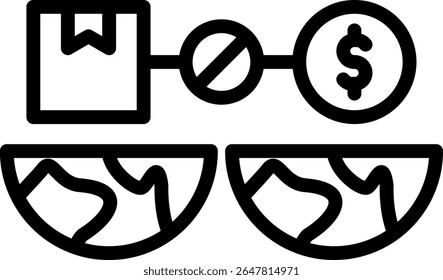 Icono de restricciones comerciales Ilustración vectorial de contorno