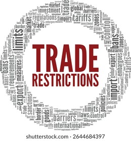 Trade Restrictions word cloud conceptual design isolated on white background.
