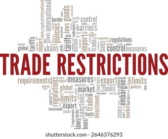 Trade Restrictions word cloud conceptual design isolated on white background.
