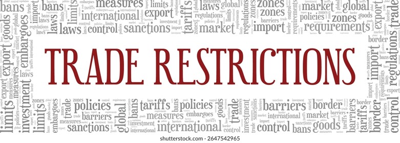 Trade Restrictions word cloud conceptual design isolated on white background.