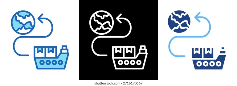 Icono de ruta comercial Ilustración vectorial triplestyle