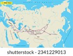 Trade Route Map Fur Road, Spice Road, Silk Road