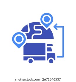 Ilustração de vetor misto do ícone de rotas comerciais