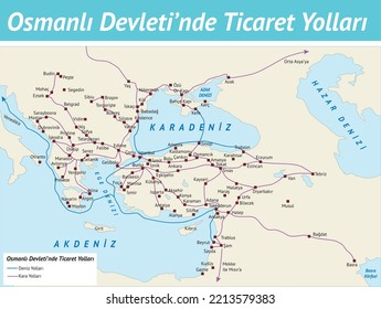 Trade Routes of the Ottoman Empire, Tarih Haritları, Osmanlı Devleti, Ticaret Yolları