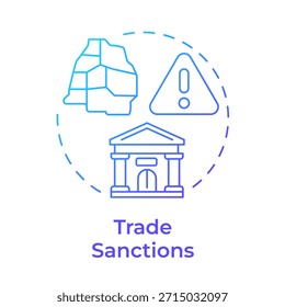 Icono de concepto de gradiente azul de sanciones comerciales. Reglamento financiero. Política exterior. Control gubernamental. Ilustración de línea de forma redonda. Abstractas idea. Diseño gráfico. Artículo fácil de usar, folleto