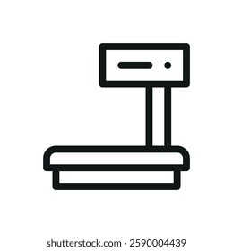 Trade scales line icon, electronic price computing retail scales vector symbol with editable stroke